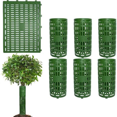 Lot de 6 protections de tronc d'arbre imperméables en plastique robuste et réglable pour le jardin (1/5)