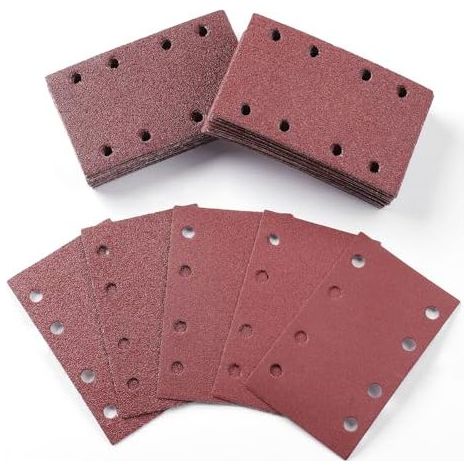 50 Pièces Papier a Poncer, 80x133mm Feuilles Abrasives 40/60/80/120/240 Grains Abrasives Papier pour Ponceuse Vibrante Polir et Enlever La Rouille (1/5)