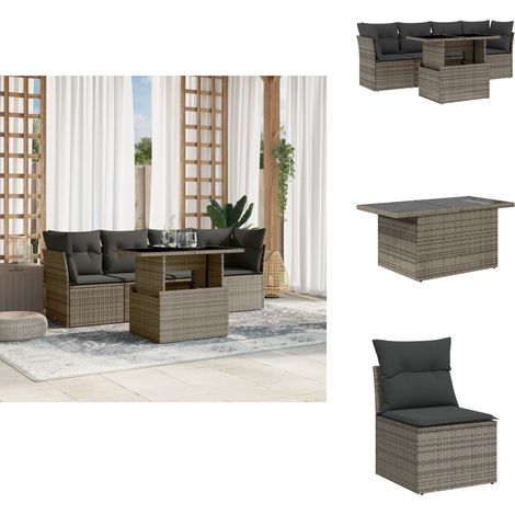 Salon de jardin 5 pcs avec coussins gris résine tressée - Ensemble Salon De Jardin - Salon De Jardin Extérieur - Meuble De Jardin - Mobilier De Jardin - Canapé Jardin (1/5)