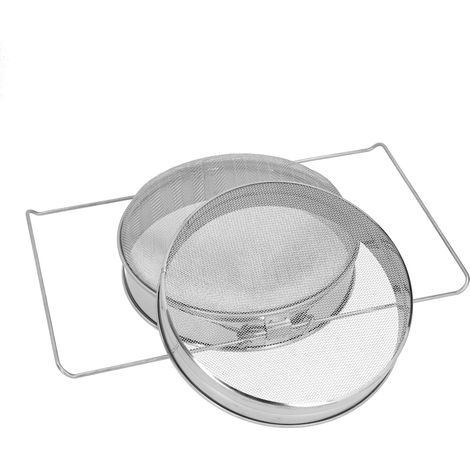 Filtre à miel inox double passoire apicole, tamis acier inoxydable pour ruche, équipement d'extraction miel, couvercle et fond, 2 mailles, outil apiculteur. (1/5)