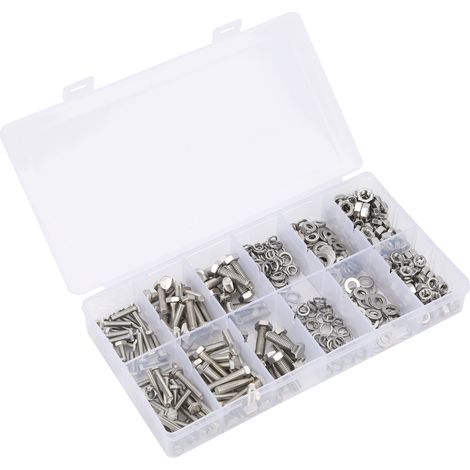 Boîte de 475 vis, écrous et joints hexagonaux en acier inoxydable 304 (M4/5/6). (1/5)