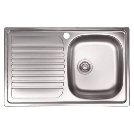 Lavello incasso in acciaio inox satinato gocciolatoio sinistro 79x50 cm - Samet Classic 273 (1/7)