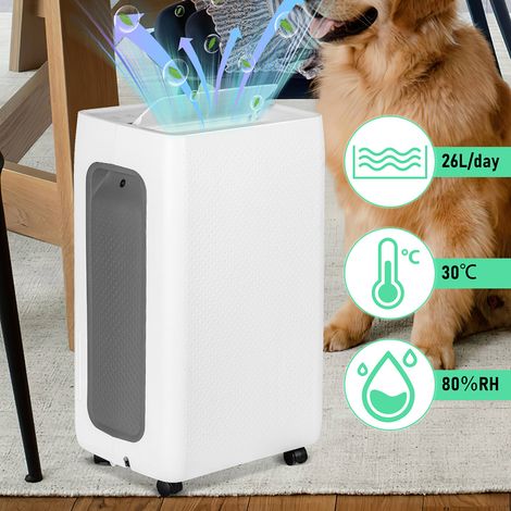 Jiubiaz Deshumidificador de Aire, 24hr Timer, Blanco para Dormitorio, Sótano, 26L/Día Deshumidificador de Aire Portátil (1/5)