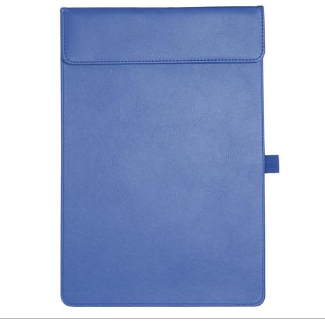 Blocco note magnetico in pelle con clip, 24 x 34 cm, portadocumenti professionale (con portapenne e funzione di archiviazione), blocco note per ufficio (blu) (1/4)
