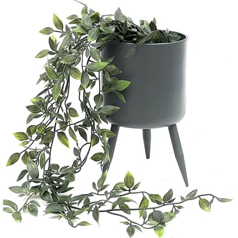 DanDiBo Blumentopf mit Füßen Pflanztopf Blumenkübel mit Beinen Metall Grau 23 cm 96260 M Modern Pflanzenständer (1/5)