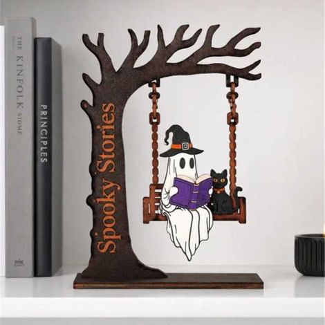 Newly designed portable Chilling Ghost On Swing bookshelf swing - E -