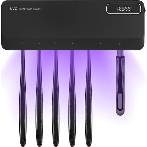 Esterilizador UV para cepillos de dientes y soporte para cinco cepillos de dientes. (1/5)