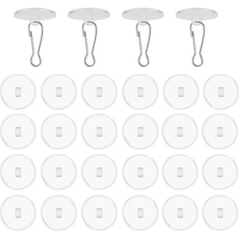 CCYKXA 30er-Pack transparente Deckenhaken, selbstklebend, ohne Bohren, Deckenstützhaken mit Fahnenmast-Clips, dekorative Haken zum Aufhängen von Windspielen, Wohnzimmer, Schlafzimmer, Badezimmer