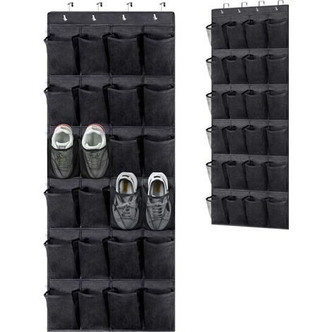 Chaussure Organiseur,Hängeorganizer Hängaufbewahrung,avec 24 Compartiments de l'espace, Caddy Support,Schrankregal(Noir) (1/5)