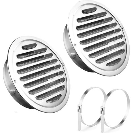 2 Pièces Grille Aeration 80mm Acier Inoxydable, Grille D'évacuation D'air Ronde Hotte de Désenfumage Avec Moustiquaire pour garage cuisine salle de bain (1/5)