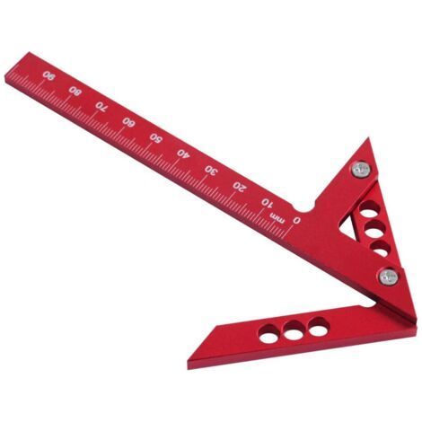 Pointeau de centrage en alliage d'aluminium. Trouver le centre du cercle. Tracer une ligne. Jauge de tracé d'angle droit. Ligne centrale. Ligne verticale. Angle de 45 degrés. Bois. Mètre ruban. (1/5)