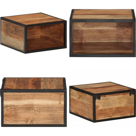 Wand-Nachttisch 35x35x20 cm Massivholz Akazie - Wandregal - Wohnzimmer Dekoration - Nachtkästchen - Holz Möbel - Akasienmöbel - Home & Living (1/5)