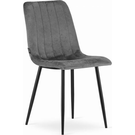 Sedia imbottita, 4 pezzi - velluto grigio scuro