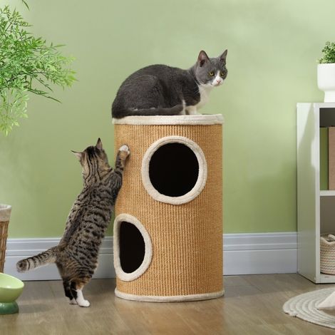 Torre rascador para gatos tipo barril en sisal, Ø35 x 60 cm, marrón-beige HAVRYA (1/5)
