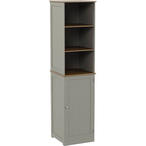 Priano Stand-Schrank mit 1 Tür und 2 Regalböden, Badezimmermöbel, Grau-Eiche (1/5)