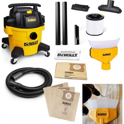 DEWALT Wet & Dry Vacuum + Dust Collector and Extra Bags DXV20PB+ DXVA00-1500E