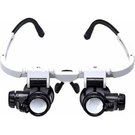 Lunette Loupe - 2 Lumières LED - Loupe Binoculaire - Lampe Loupe Grossissante pour Horloger, Lecture, Bijoutier, Couture - 8X-15X-23X