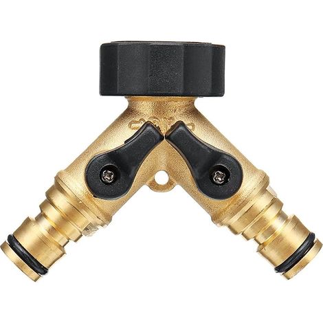 Séparateur de Tuyau à 2 Voies,Répartiteur de Robinet de Jardin en Laiton Robuste 2 Voies Tuyau d'Arrosage en Y 2 Voies,Adaptateur de Raccord de Tuyau de 3/4" pour l'irrigation de jardin (1/5)