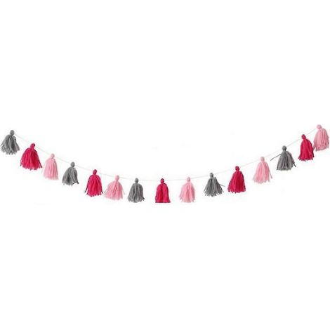 Guirlande de pompons tricotée à la main pour bannières, fanions, décorations murales, fond (1/5)