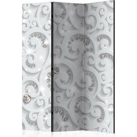 Paravent Design Abstrait et Élégant 3 Panneaux Décoratif - Blanc et Beige (1/5)