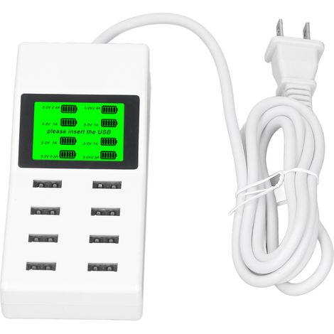 Testeur Électronique LED Intelligent Multiport Industriel 8 Ports USB avec Écran LCD Adaptateur Norme US AC100-240V (1/5)