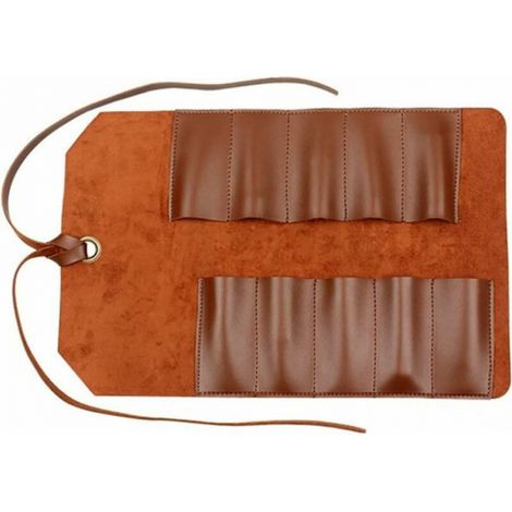 Werkzeugrolle, Ledertasche, 10 Taschen, Mehrbenutzer-Organizer, Wickeltasche für Holzbearbeitungsschraubenschlüssel, Hellbraun, Werkzeugtasche (1/5)