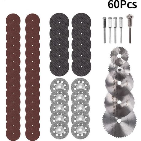60 mini disques de coupe diamantés, mini lames de scie circulaire, mini disques de coupe en acier rapide
