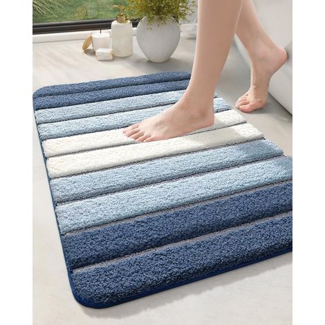 Tapis de Salle de Bain en Microfibre Antidérapant, Tapis de Douche Absorbant et Lavable, Moelleux pour Lavabo, Turquoise (1/5)