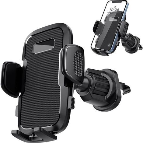 Car phone holder, 360 degree rotating, for use with car air vents, black for iPhone and Android. (1/5)