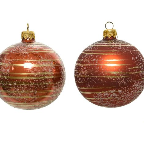 Pallina di Natale D8 Strisce Terra Brown Assortite