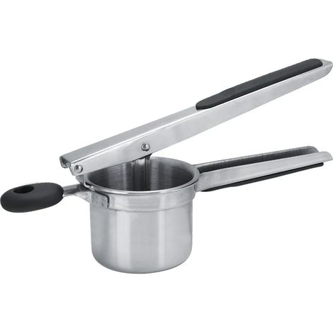 Presse-pommes de terre en acier inoxydable 403 et silicone, presse-pommes de terre professionnelle en acier inoxydable, 29,5 cm, avec 3 filtres interchangeables (1/5)
