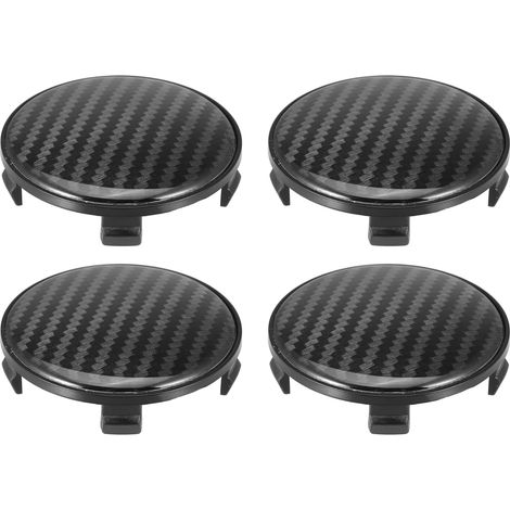 Universal Plastic Hub Caps Black 4 Pieces  OD 68mm ID 64mm, Height 14mm, For Cars And Trucks, Easy Installation, Enhances Look, Carbon Fibre Style