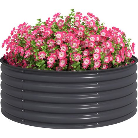 Hochbeet aus Stahl, Pflanzbeet Frühbeet Gartenbeet stapelbar Blumenkasten steckbar Pflanzkasten 120x120x43cm Gemüsebeet für Garten Balkon Terrasse, Pflanzkübel für Blumen, Pflanzen Aosom