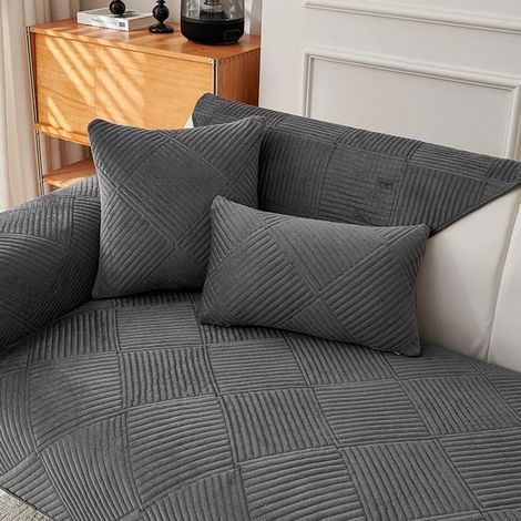 2 coussins de canapé (garniture non comprise), Coussins de canapé épais antidérapants, Canapé épais, Coussins de canapé antidérapants, Protection des meubles, Dimensions : 45 x 45 cm, gris foncé. (1/5)