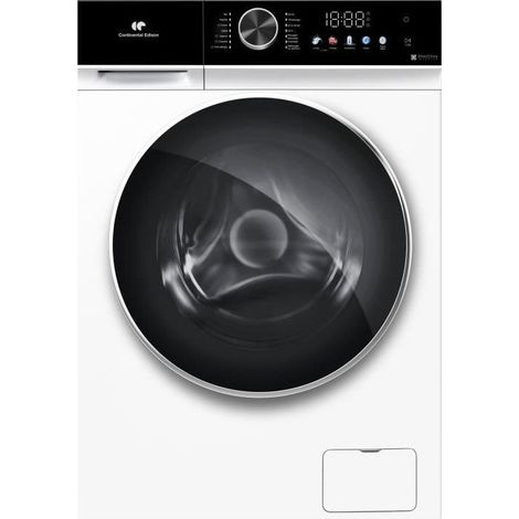 Continental Edison – Lave-linge hublot 10kg – Moteur induction directe – 1200 trs/min – Économie d'énergie – Design blanc classique – 60 cm