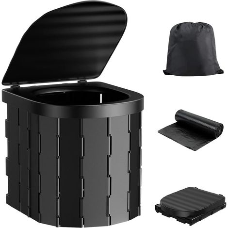 Toilette Portable - En Plastique ABS - Pour Camping Extérieur Et Intérieur - Pliable - Capacité 12 L - Hauteur Réglable Jusqu'à 30 Cm - 1 Pièce (1/5)