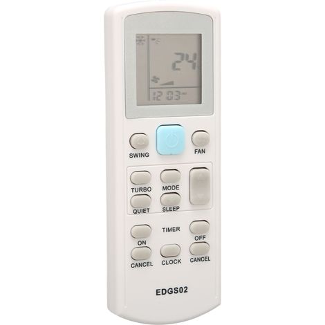 Télécommande de remplacement pour climatiseur ECGS02 blanc, boutons sensibles et LED noires.