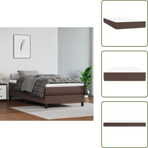 Taschenfederkernmatratze Braun 90x200x20 cm Kunstleder - Taschenfederkernmatratze - Kunstledermatratze - Matratze 90x200 - Mittelhart - Doppelbettmatratze (1/5)