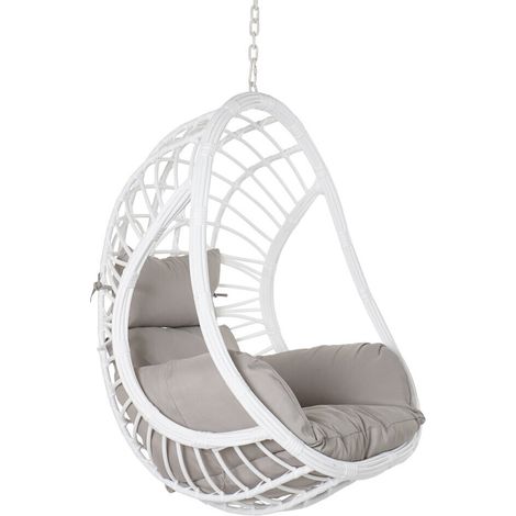 DKD Home Decor Fauteuil de jardin suspendu Blanc Gris (1/5)