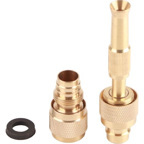 Pistolet avec embout laiton haute pression, raccord rapide intégré pour tuyau d'arrosage, jeu complet (1/5)