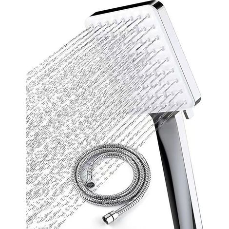 Pommeau de douche à effet pluie, douchette à main, grand pommeau de douche à économie d'eau, haute pression, pommeau de douche XXL avec 6 jets (1/5)