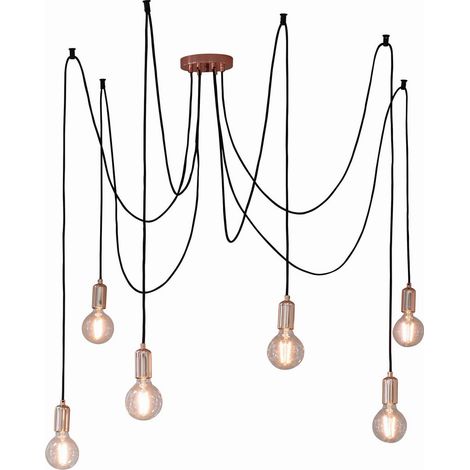 Endon Studio - Lampadario con 6 luci a grappolo in rame, attacco E27 (1/4)