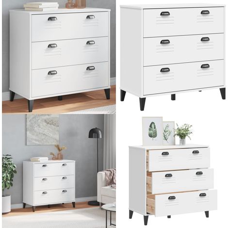 Kommode VIKEN Weiß Holzwerkstoff - Industrieller Schreibtisch - Holzschrank - Regal Weiß - Wohnzimmermöbel - Sideboard - Home & Living