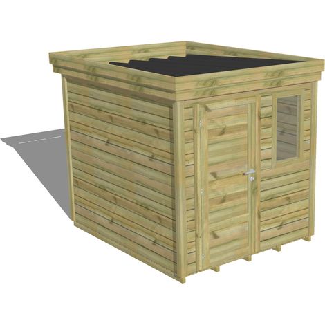 ABRI DE JARDIN bois Pin autoclave 27mm - 2,14x2,64m / 5,7m2 - Bac acier - Plancher bois (1/5)
