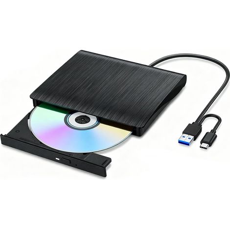 Unità CD-DVD esterna - USB 3.0 - Unità ottica CD-DVD ±RW portatile - Masterizzatore e lettore CD - Laptop-Desktop-Mac OS-Linux-Windows 11-10-8-7 (1/5)