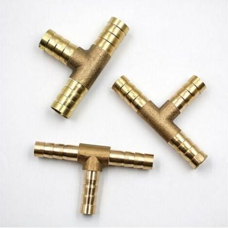 1PC T Pièce 8 mm Laiton Connecteur Raccord Tuyau Conduite Durite Pour Air Carburant Eau Vide