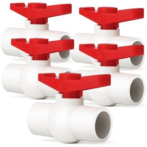Pair 5 Pcs 20MM OD White PVC Ball Valve With Smooth Handle,Fit for Water Flow Control (Valve à bille en PVC blanc avec poignée lisse) (1/5)