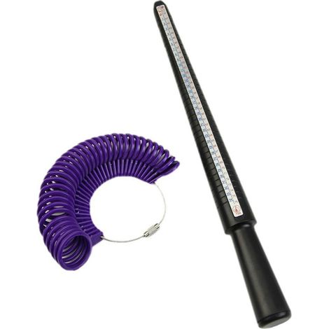 Ring Sizer - Mandrin De Mesure De Taille De Bague En Aluminium 25 Cm - 27 Anneaux De Mesure En Acier Inoxydable - Ceinture De Mesure En Plastique A-Z - Lot De 1 (1/5)