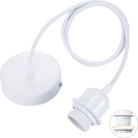 E27 Pendant Light with Screw Ring, Adjustable Textile Cable 100 cm, Pendant Light Shade Compatible with Lampshade, Ideal Socket for Kitchen, Living Room (1/5)