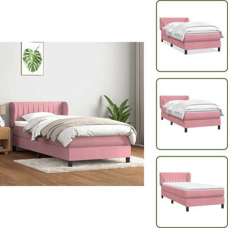 Boxspringbett mit Matratze Rosa 80x220 cm Samt - Boxspringbett - Boxspringbetten - Bett - Schlafzimmermöbel (1/5)